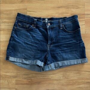 7 For All Mankind Dark Wash Cuffed Denim Shorts Size 28